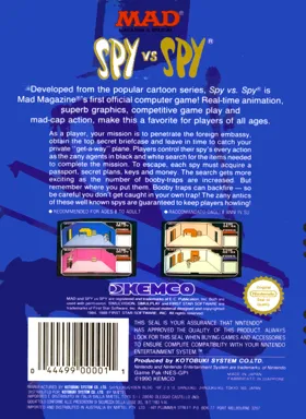 Spy vs Spy (Europe) box cover back